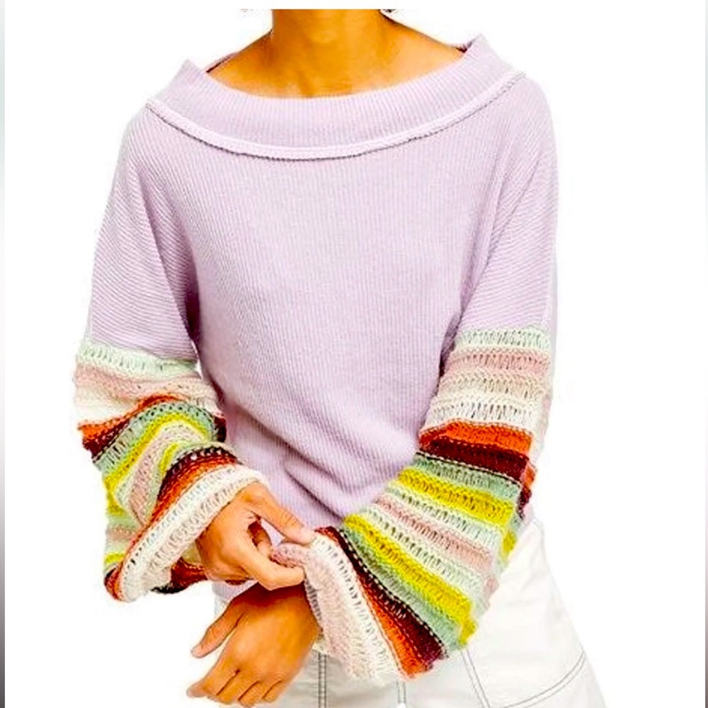 NWT FREE PEOPLE CHA CHA BALLOON LACEY SWEATER